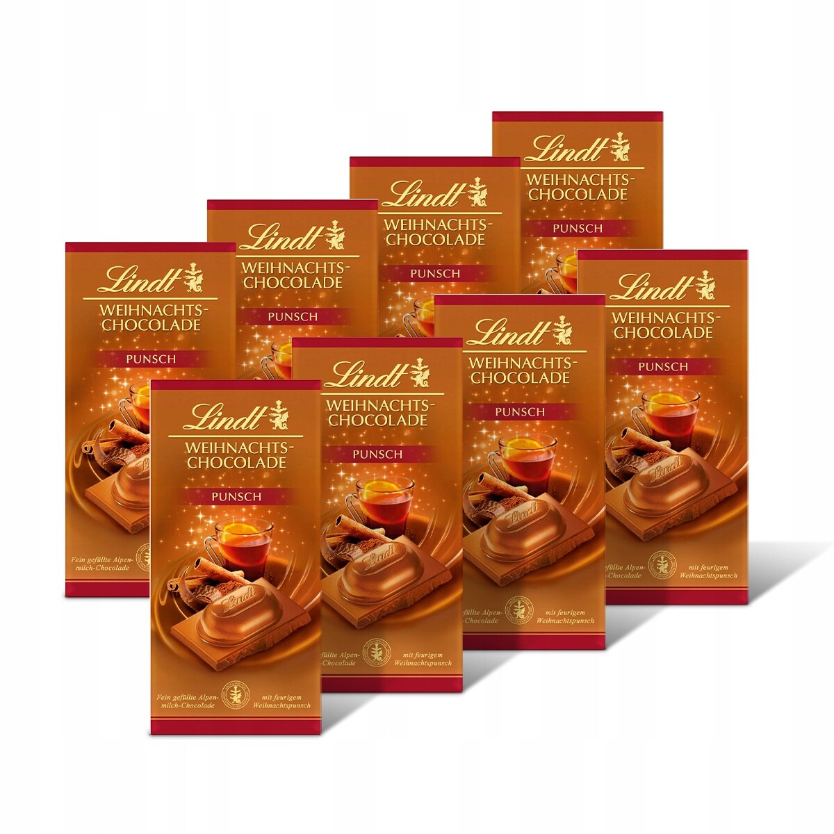 Lindt Weihnahts čokoláda sada s punčem 8x100g