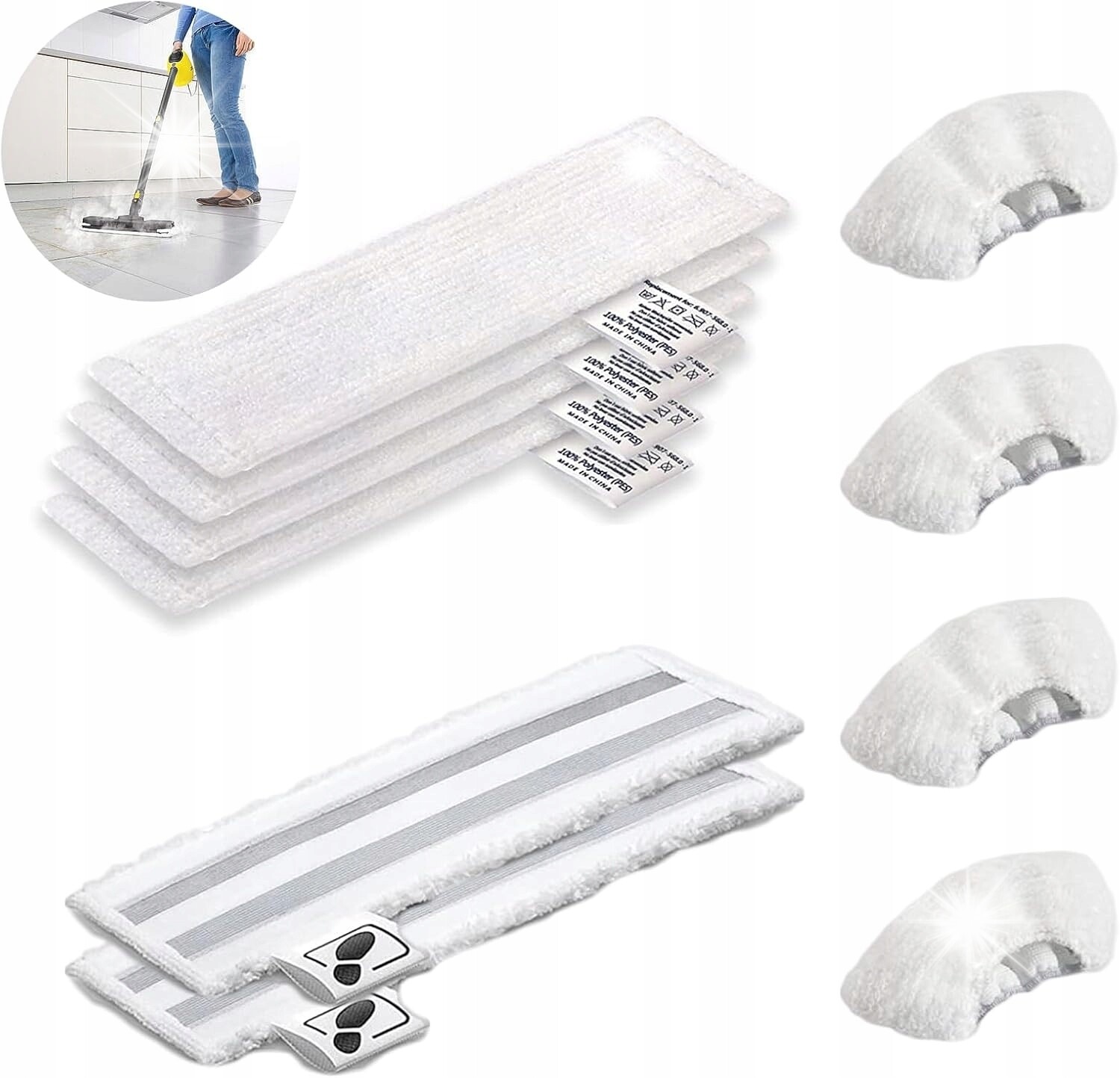 Utěrky Z Mikrovlákna X10 Na Čištění Mopu 6 Utěrek 4 Povlaky