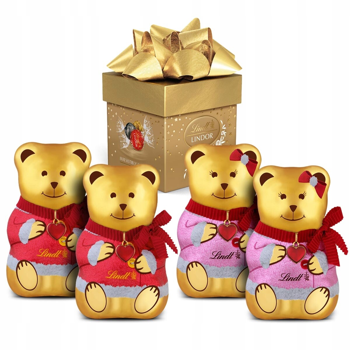 Sada Lindt Pralinky Lindor assorted cube a medvídek Teddy Boy&Girl 475 g