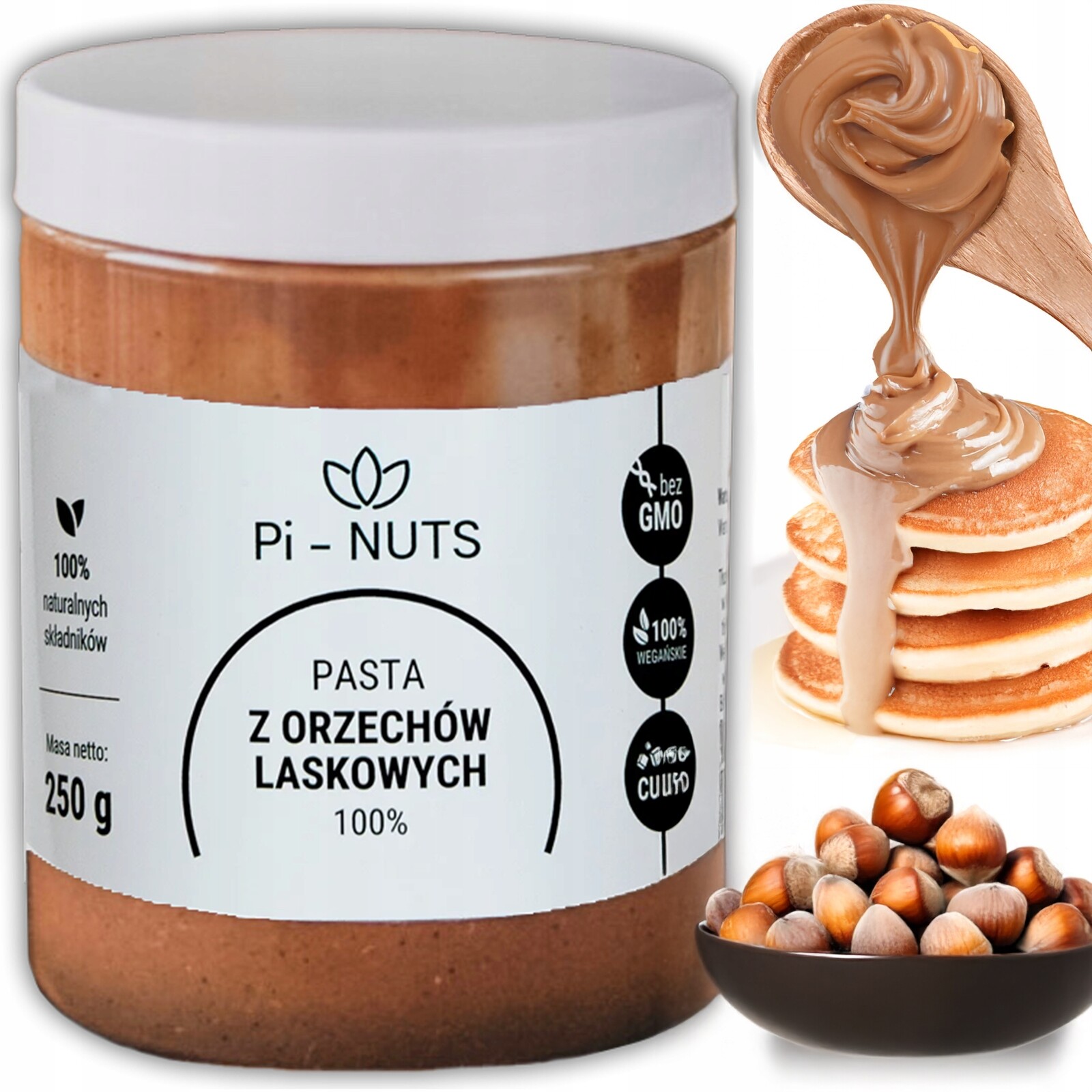 Arašídové Máslo 250 g 100% pasta z lískových oříšků Bez Přidaného Cukru