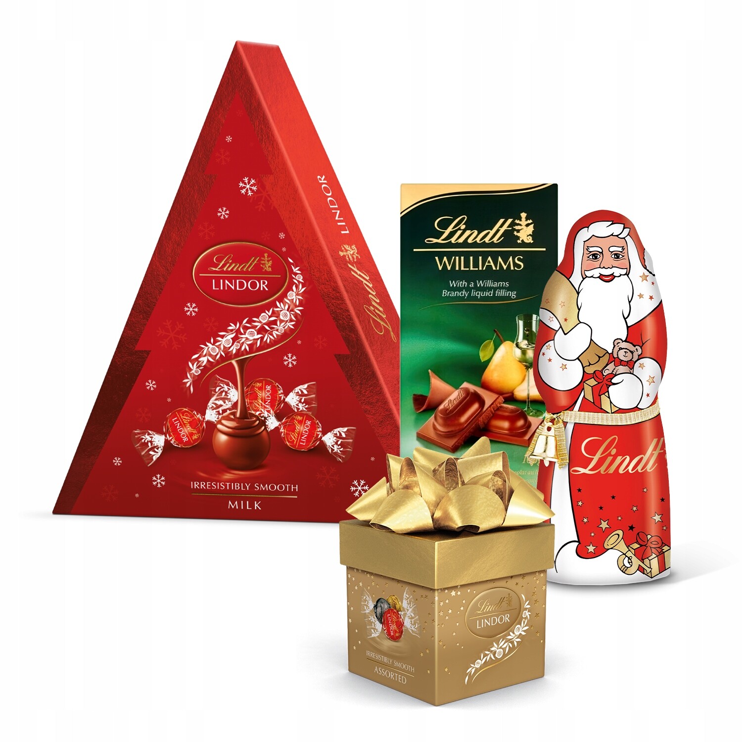 Vánoční sada pralinky Lindor, čokoláda brandy a Santa Clause 425g