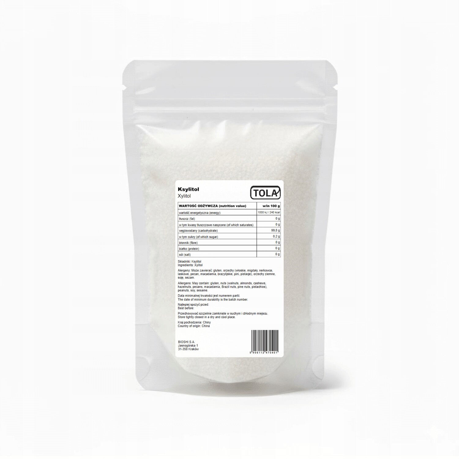 Xylitol 2 kg – náhrada cukru, vysoká kvalita Tola