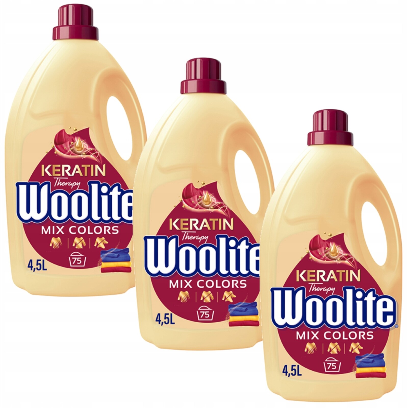 Woolite Sada Tekutých Pracích Prostředků Na Barevné Prádlo S Keratinem 3 X 4.5 L