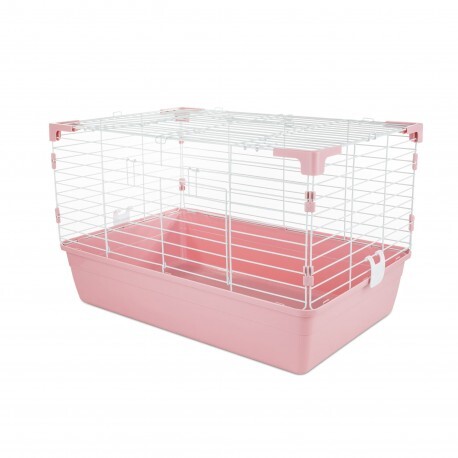 Klec pro hlodavce a králíka, 69 x 44,5 x 43 cm, bílá/růžová