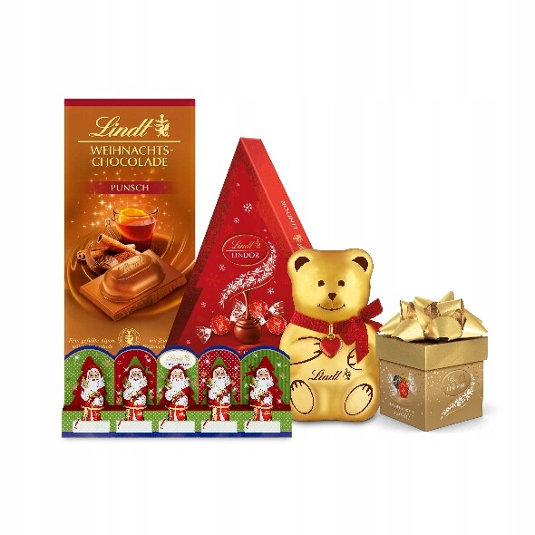 Vánoční čokoláda sada Medvídek, Lindor Santa Claus pralinky 450g Vánoce