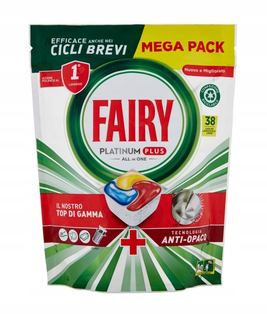 Fairy Platinum Plus All In One Kapsle do myčky nádobí Lemon 1 balení 38 ks