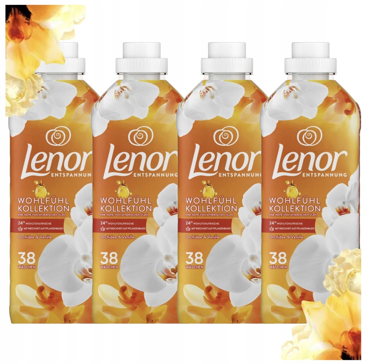 Sada 4x tekutá aviváž Lenor Orchidej a Vanilka 38 praní 950 ml