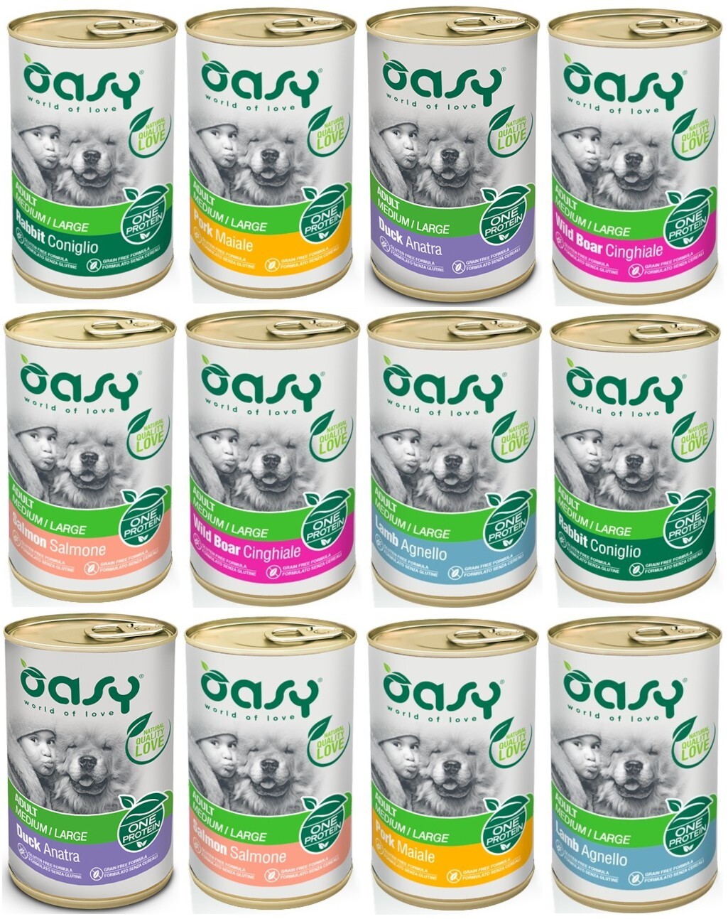 Oasy One Protein MIX Chutí Vlhké krmivo krmivo pro psy bez obilovin konzerva 12 x 400 g