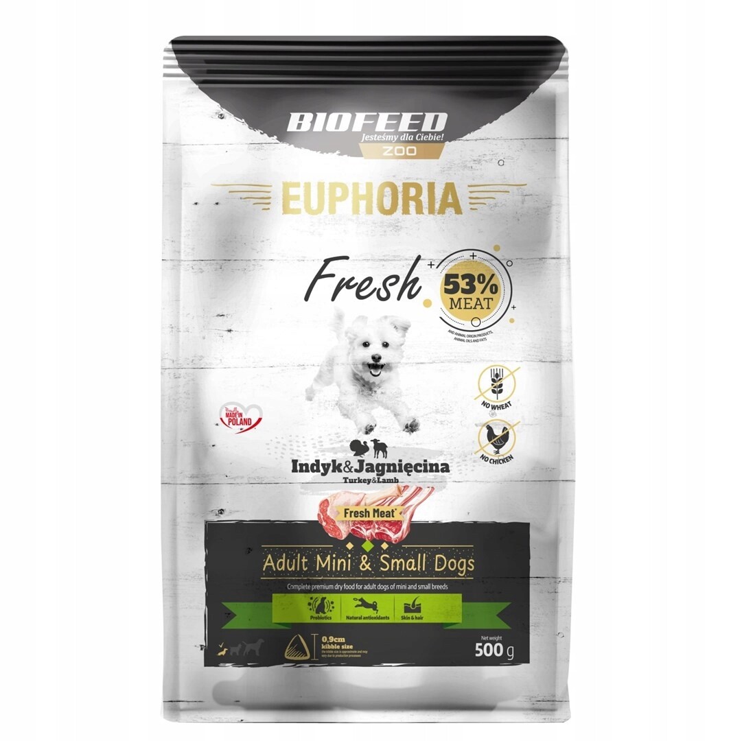 Biofeed Euphoria fresh meat adult krůta/jehněčí xs/s 0,5 kg