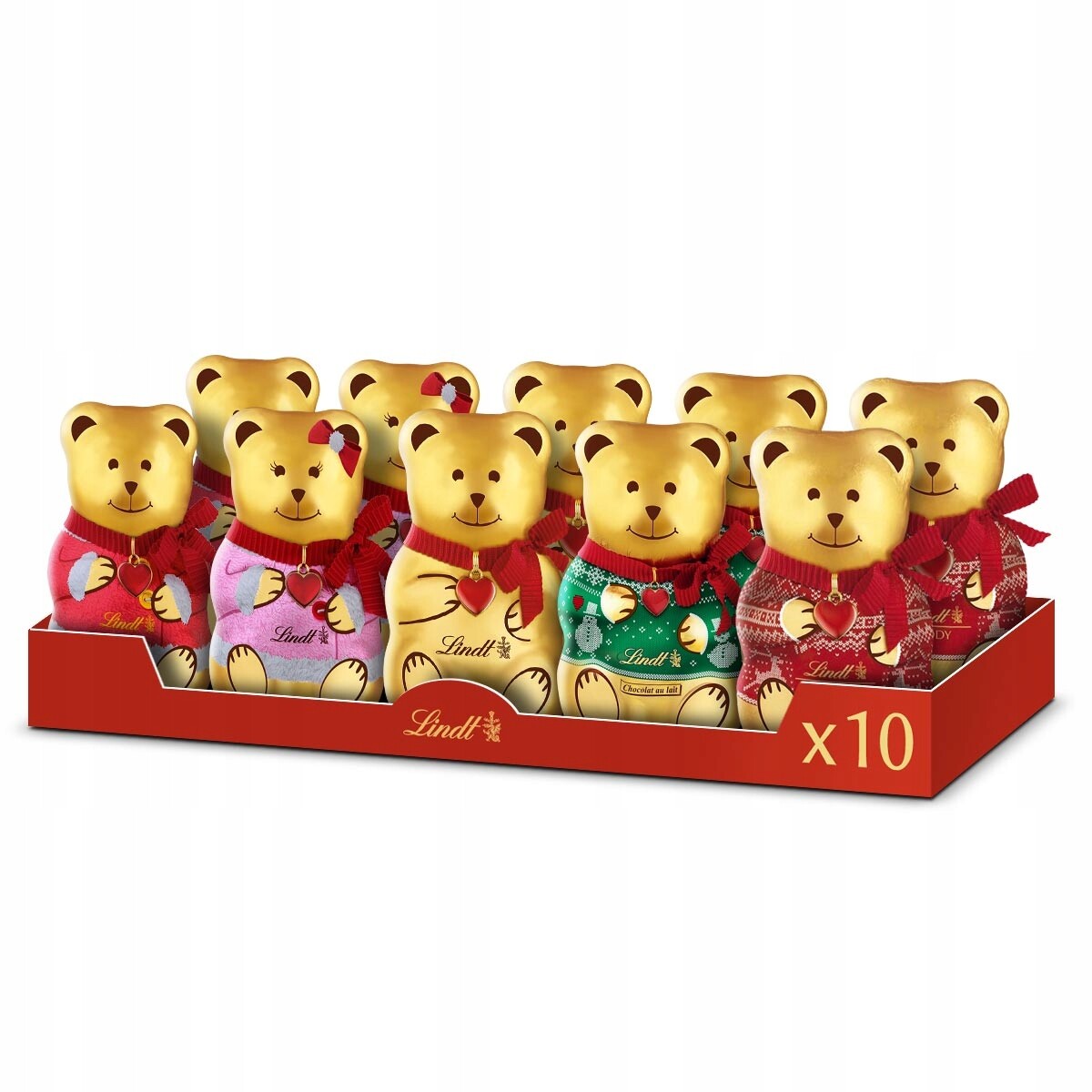 Lindt Medvídci z mléčné čokolády vánoční čokoládové medvídci 10x100 g