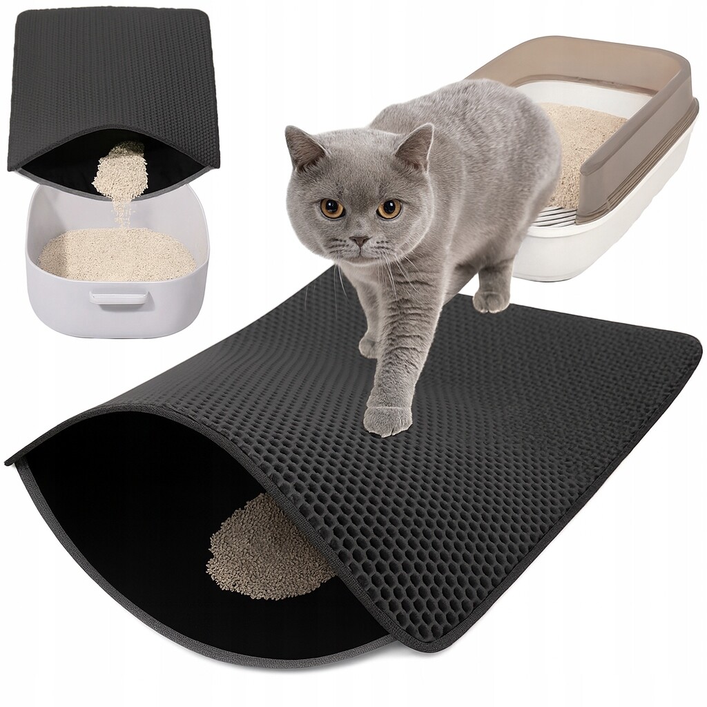 Podložka Pod Záchod Pro Kočky Na Stelivo Dvouvrstvá Podložka Černá 120 x 70 cm