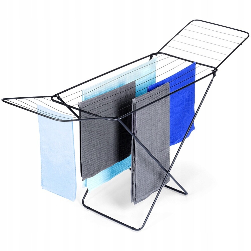 Černý kovový výsuvný Sušák na prádlo 181 cm