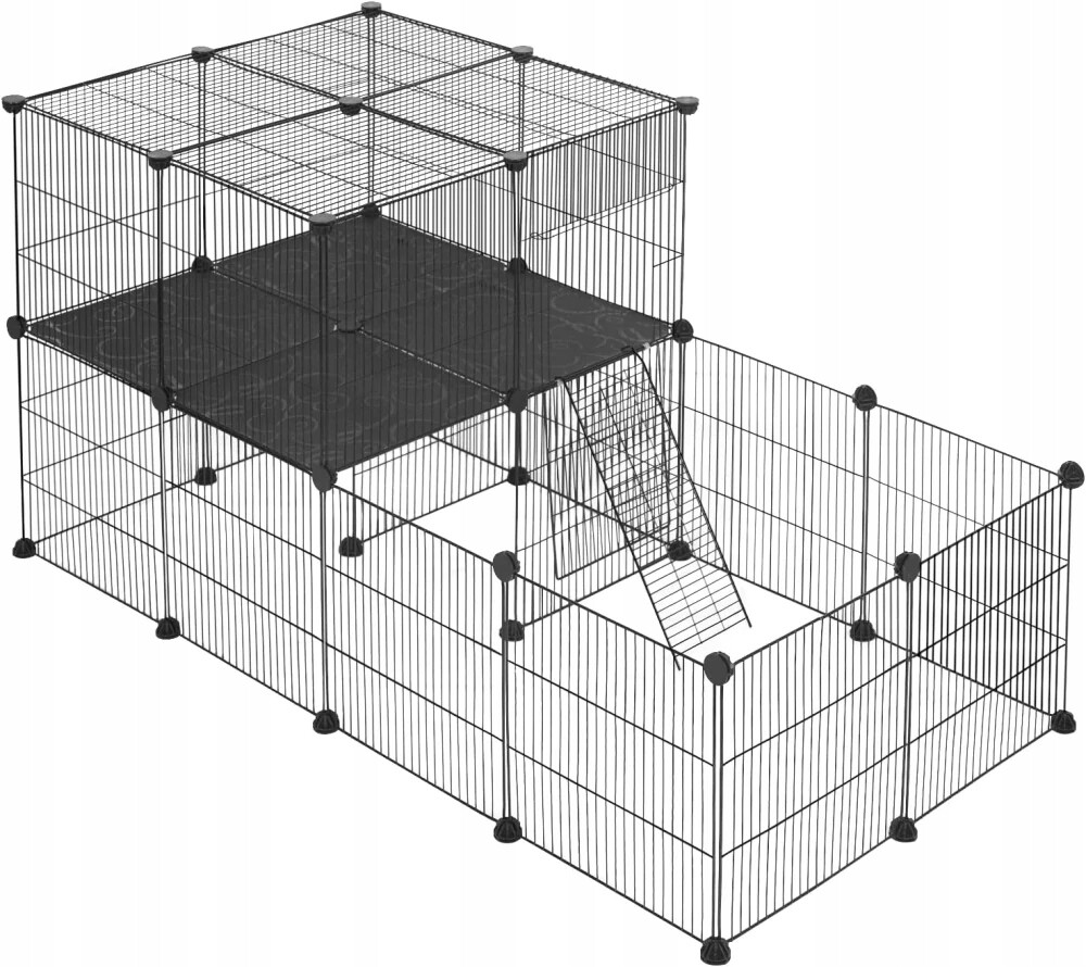 Eugad Výběh pro králíky, dvoupatrový, černý