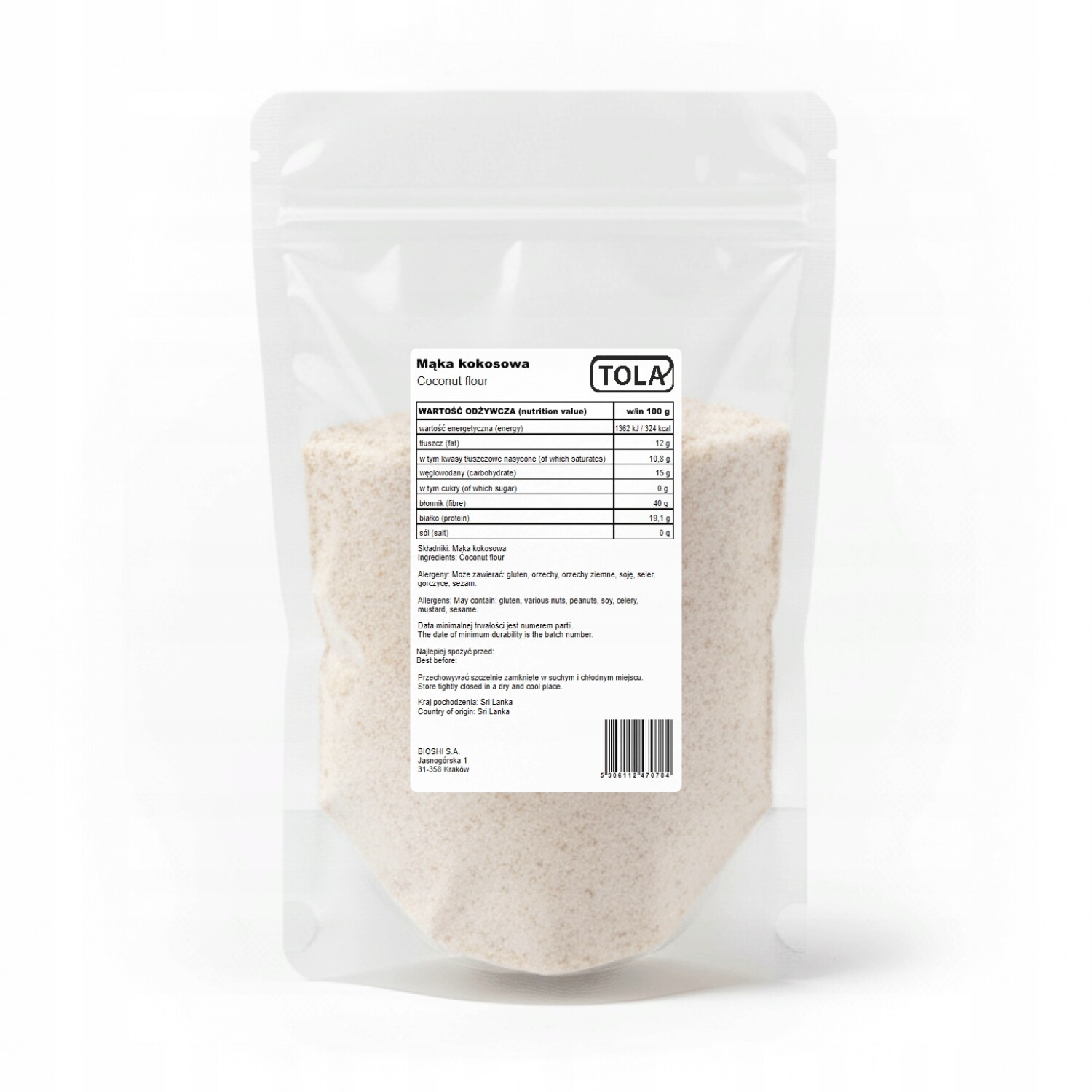 Kokosová mouka 5 kg – přírodní, vysoká kvalita Tola