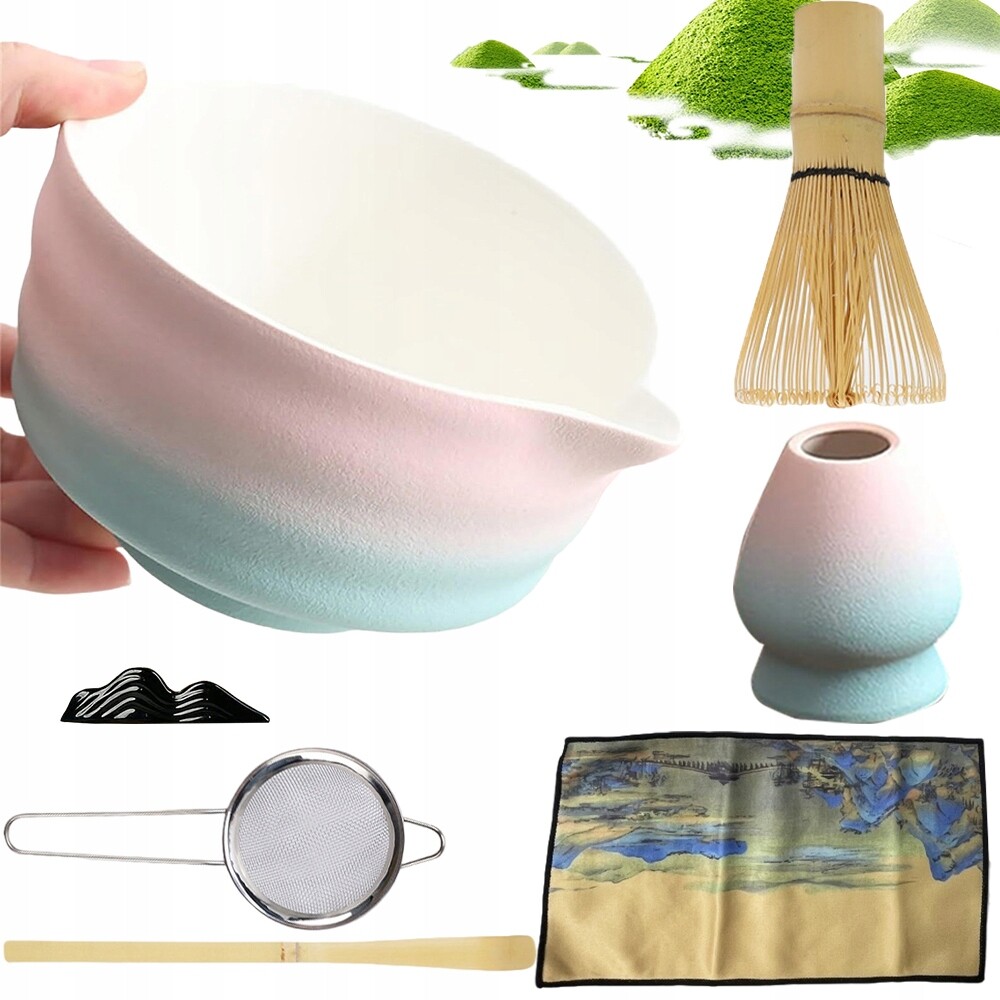 Metla na matchu Obřadní sada Bambus Matcha Podstavec Tradiční