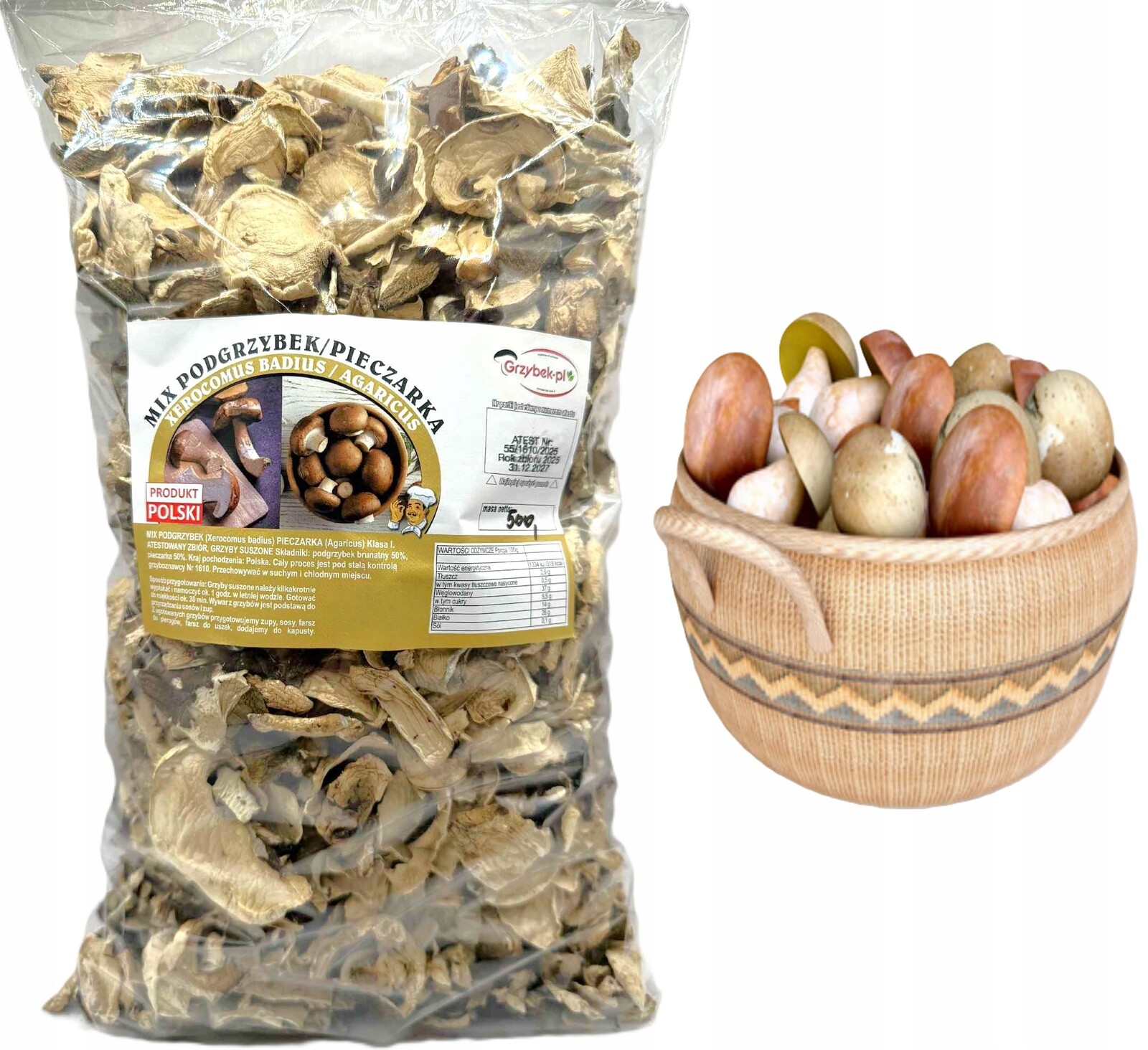 MIX Podhoubek+pečířka Krájená 500g Nová Sbírka 2025 Polský Atest houby