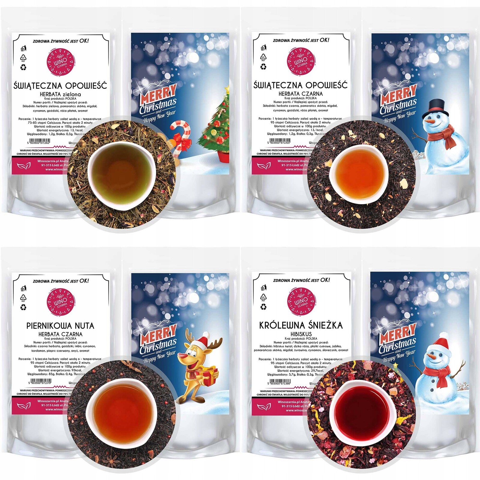 Dárek sada vánočního Čaj 4 druhy 4x200 g