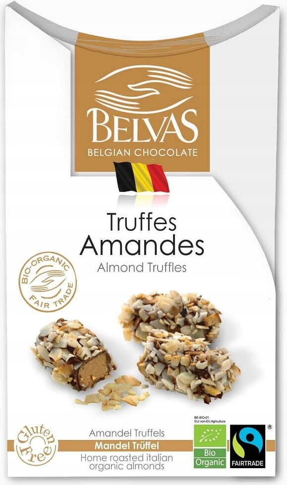 Belgické čokoládové truffle s mandlemi, bezlepkové, Fair Trade Bio 100 g