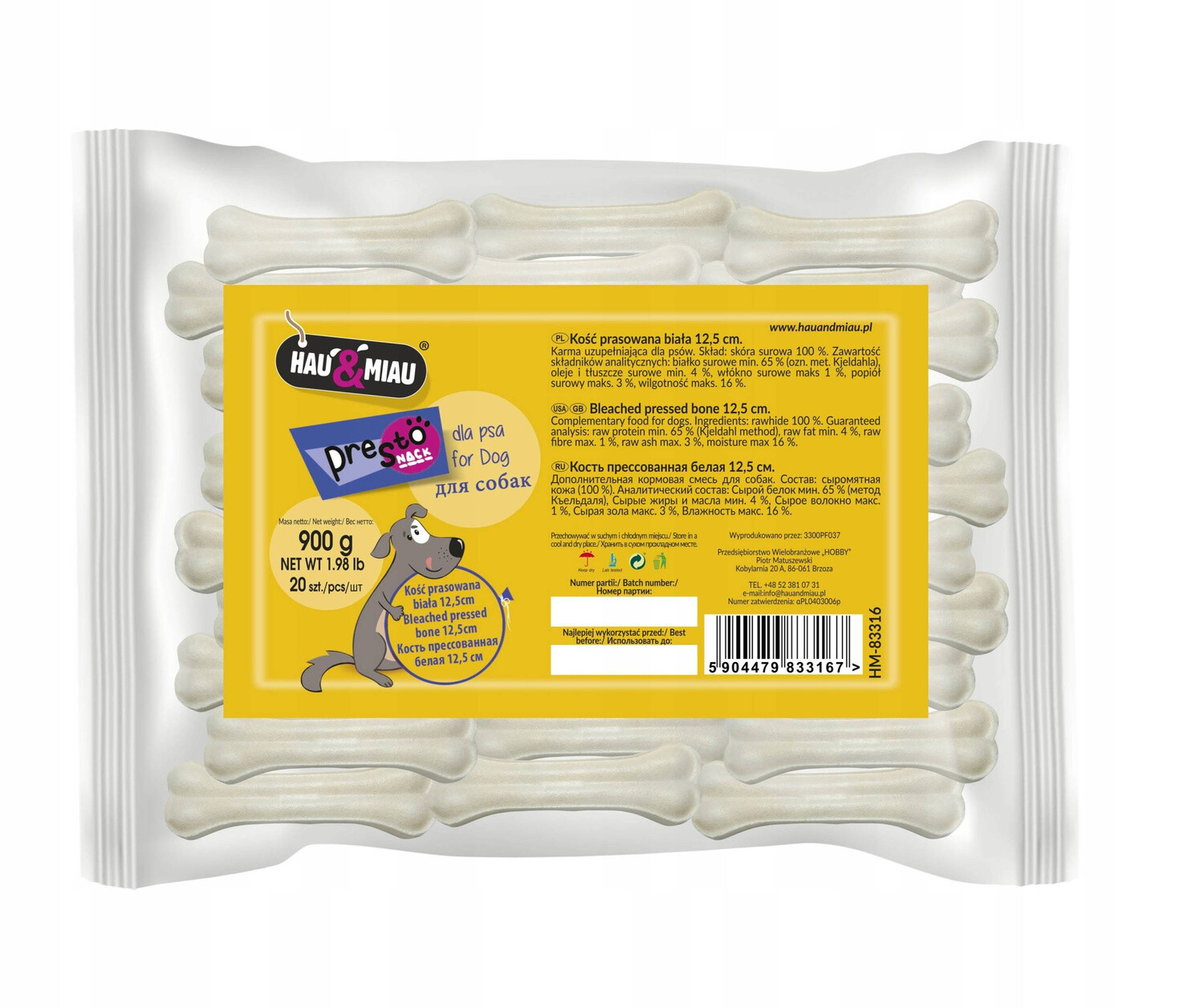 Lisovaná Kost Bílá 12,5 cm, 20 ks/bal, 900 g/bal, 15 ks/karton