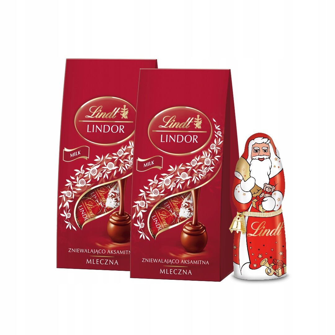 Vánoční dárek sada Santa Claus čokoládové pralinky Lindor mléčné 2x100g