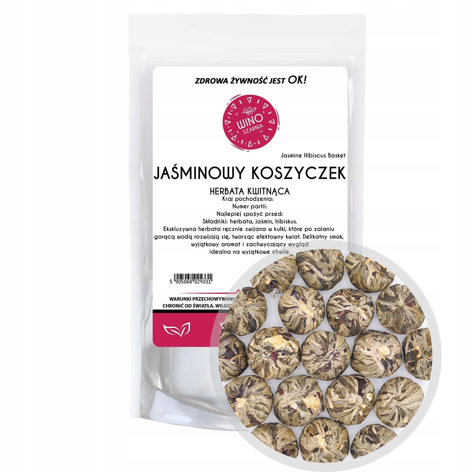 Čaj kvetoucí zelená koule Jasmínový košíček Ibišek 100 g