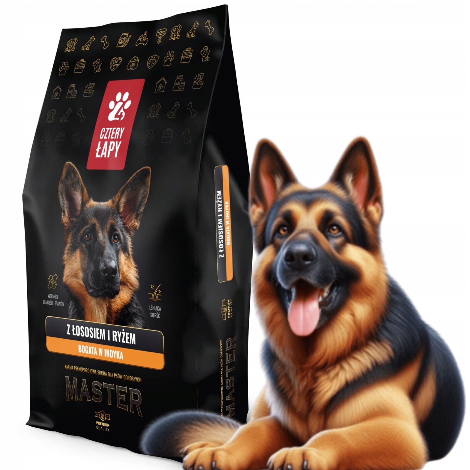 Suché krmivo s rýží, krůtím masem a lososem pro psa Čtyřlístek Master 10 kg