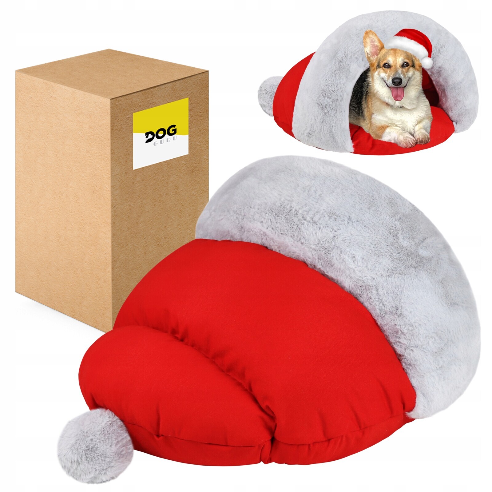 Vánoční Domeček 70CM Santa Clausova Čepice Do Peříšku Pro Kočky Pelíšek Kožešina