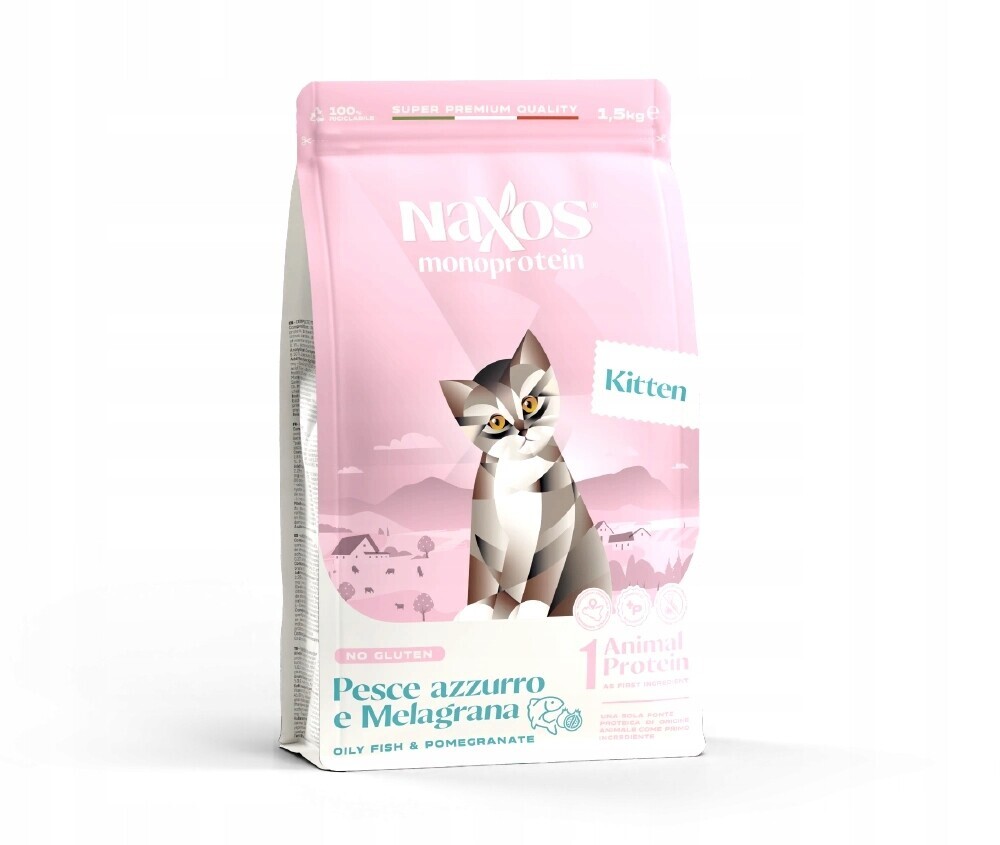 Naxos Cat Kitten krmivo pro koťata ryba s granátovým jablkem 1,5 kg