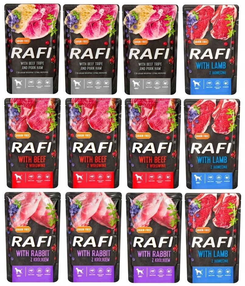 Vlhké krmivo Rafi MIX Chutí 12x500g sáček