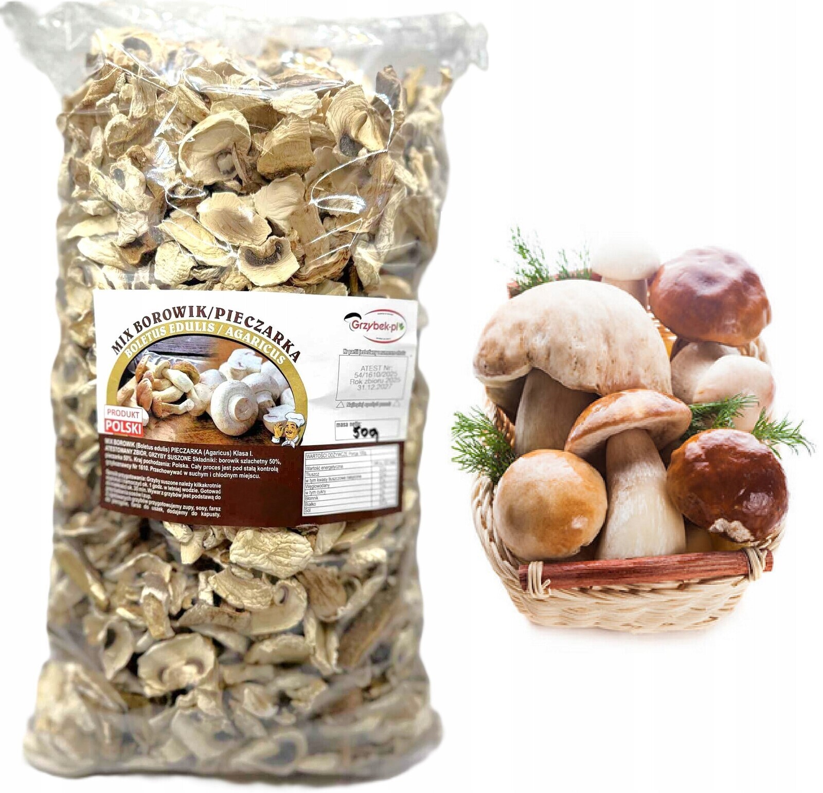 MIX Borowik+peczarka Krájená 500g Nová Sbírka 2025 Polský Atest houby