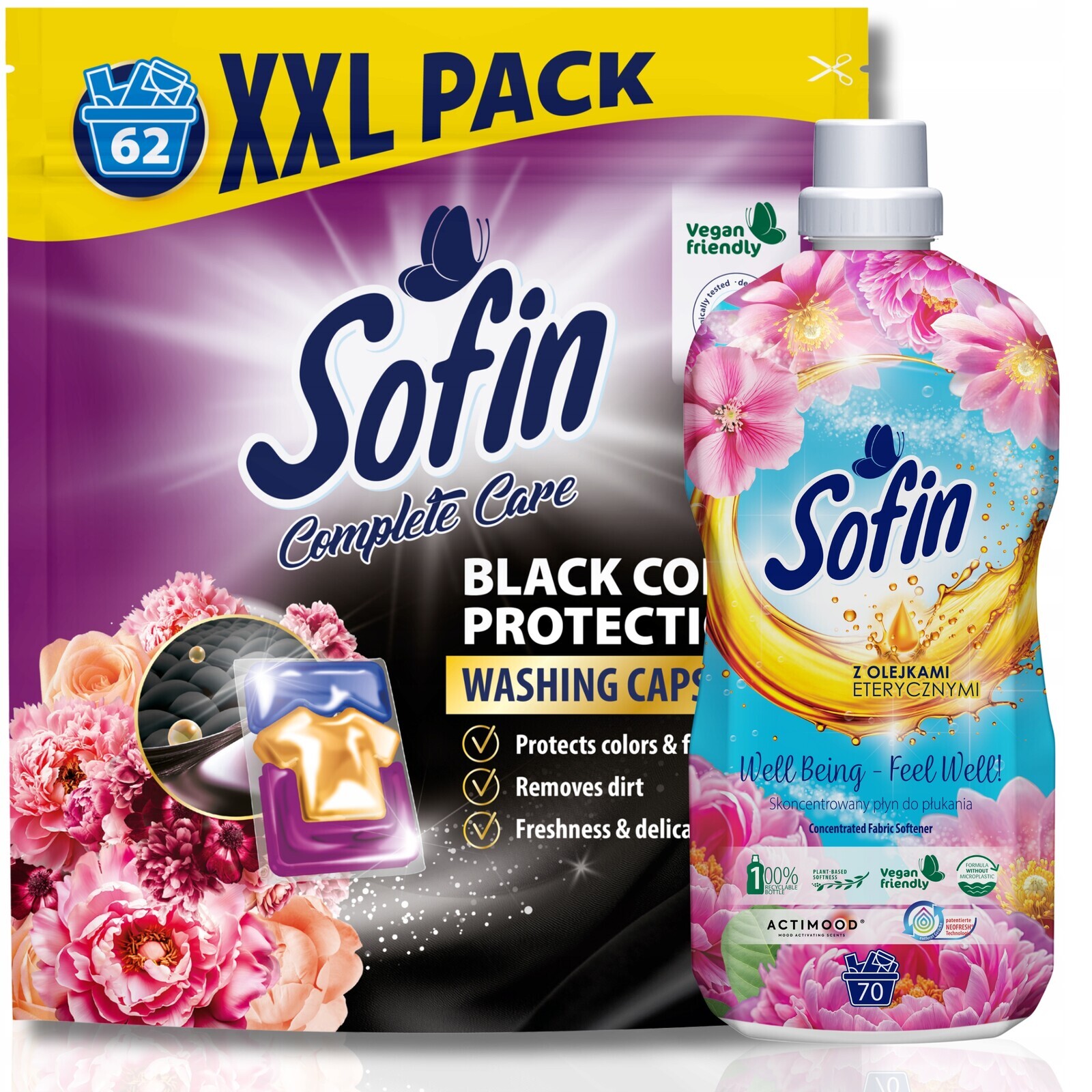 Sofin Černé prací Kapsle 62 ks tekutá aviváž 1,4 l s oleji