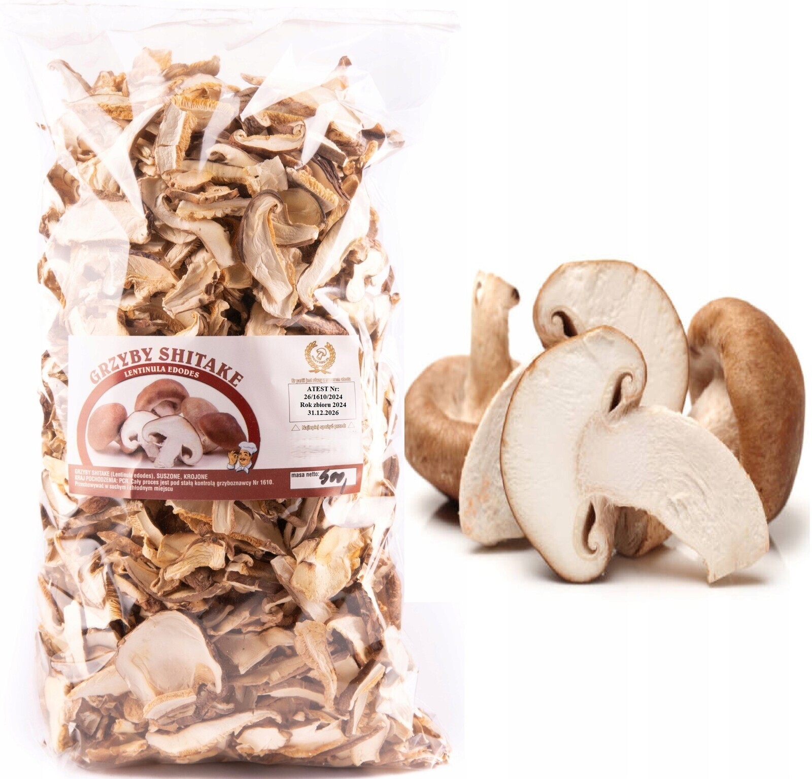 Houby Shitake Krájené 500g Nová Sbírka 2025 Atest sušené houby