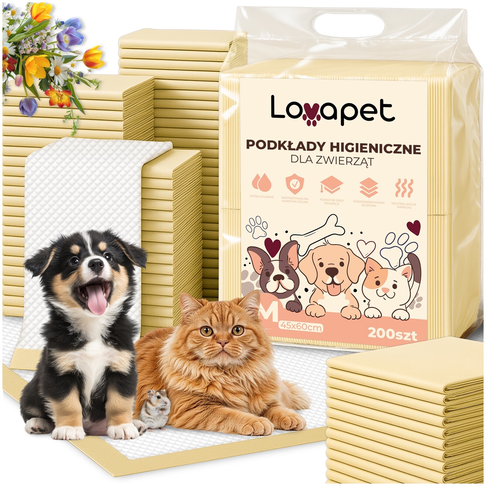 Hygienické Podložky 45x60 Podložky Pro Psy Koček Zvířat Silné Absorpční 200x