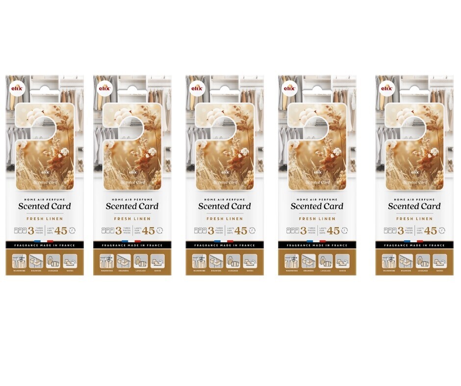 5x3 ks Voňavá karta Fresh Linen do šatních skříní