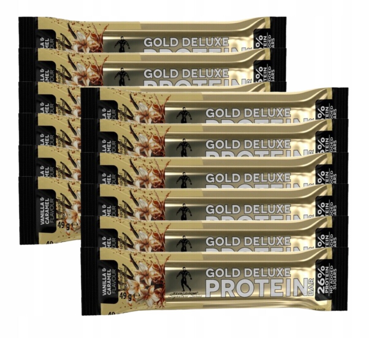 Kevin Levrone Levrone Gold DeLuxe proteinová tyčinka 12x 49g vanilkovo-karamelová Tyčinka
