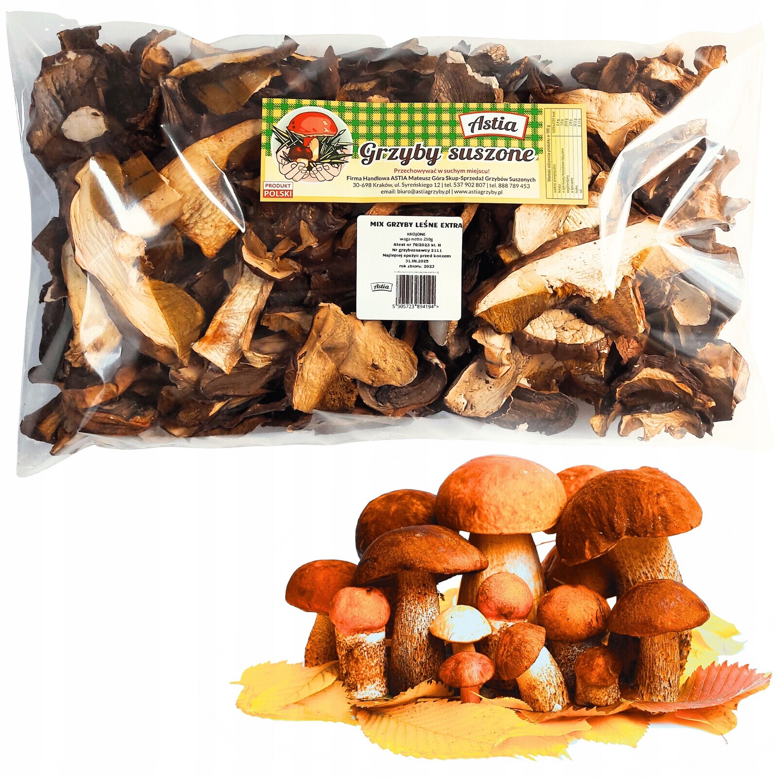 Sušené Lesní Houby MIX sušené krájené houby Polska Atest 2025 250 g