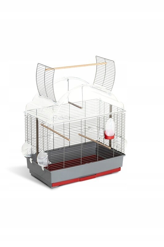 Klec pro ptáky Olga, šedo-červená, 59 x 36 x 66 cm