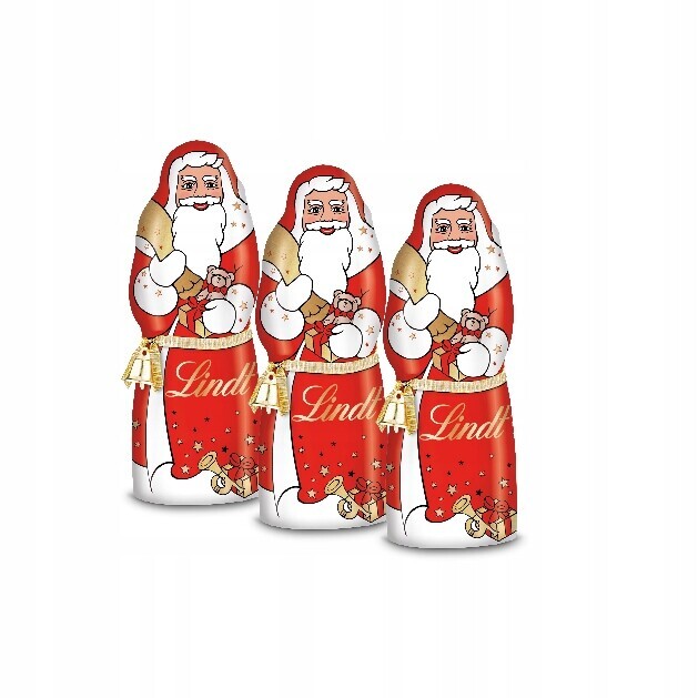Vánoční sada Lindt Santa Claus figurka z mléčné čokolády 3x125 g