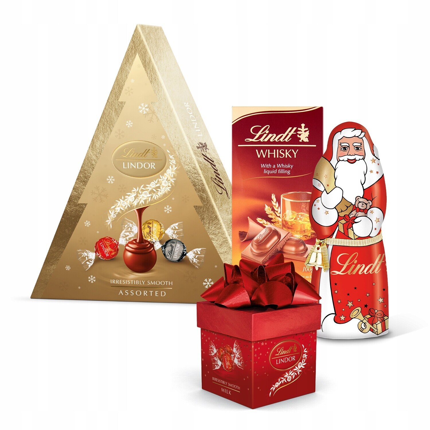 Vánoční sada pralinky Lindor, čokoláda whisky a Santa Clause 425g