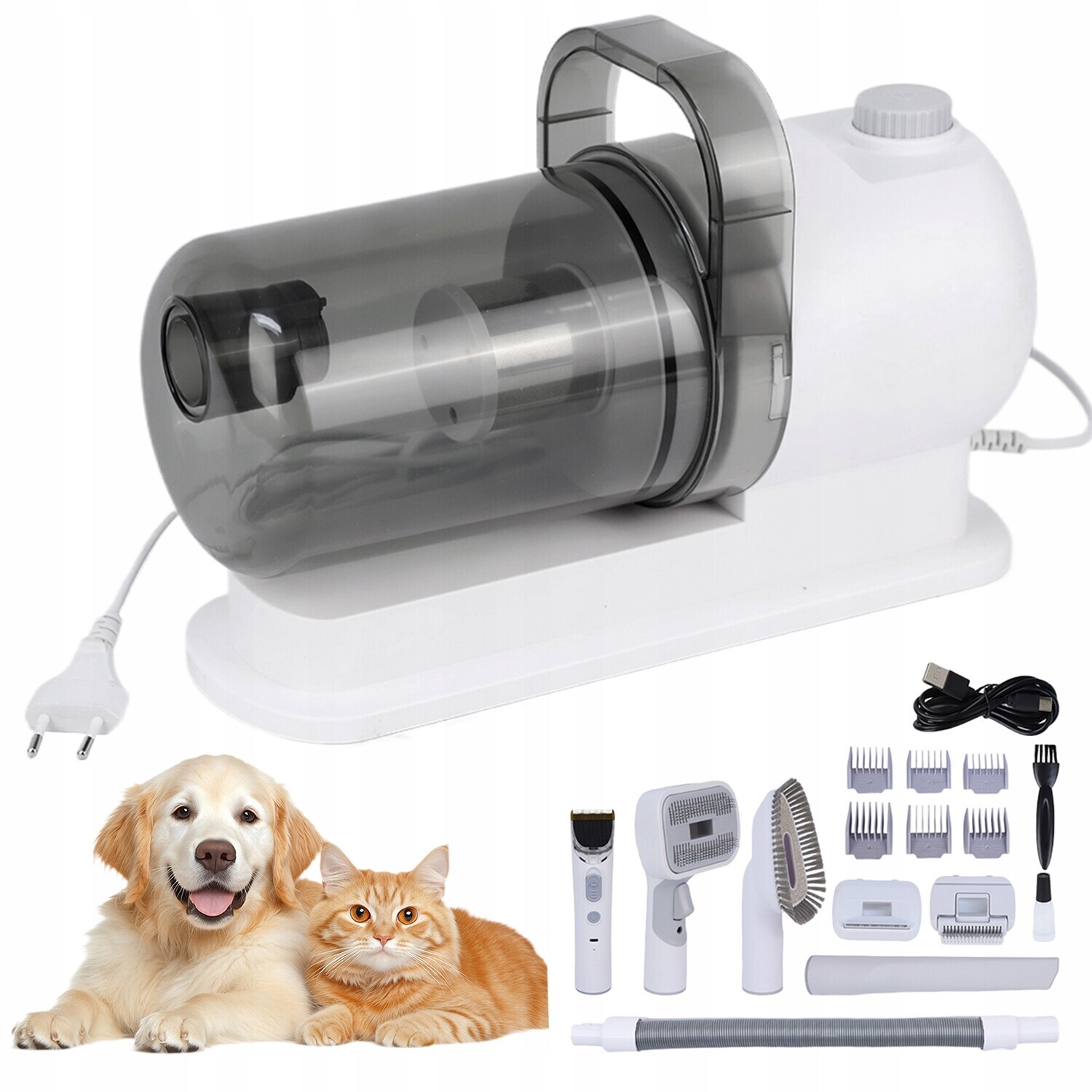Sada Pro Péči O Kočičího Psa Vysavač Zastřihovač Kartáč 6V1