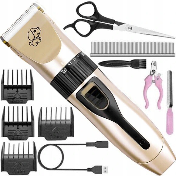 2X Zastřihovač Psů A Koček Zvířat Holicí Strojek 4 Nástavce Sada
