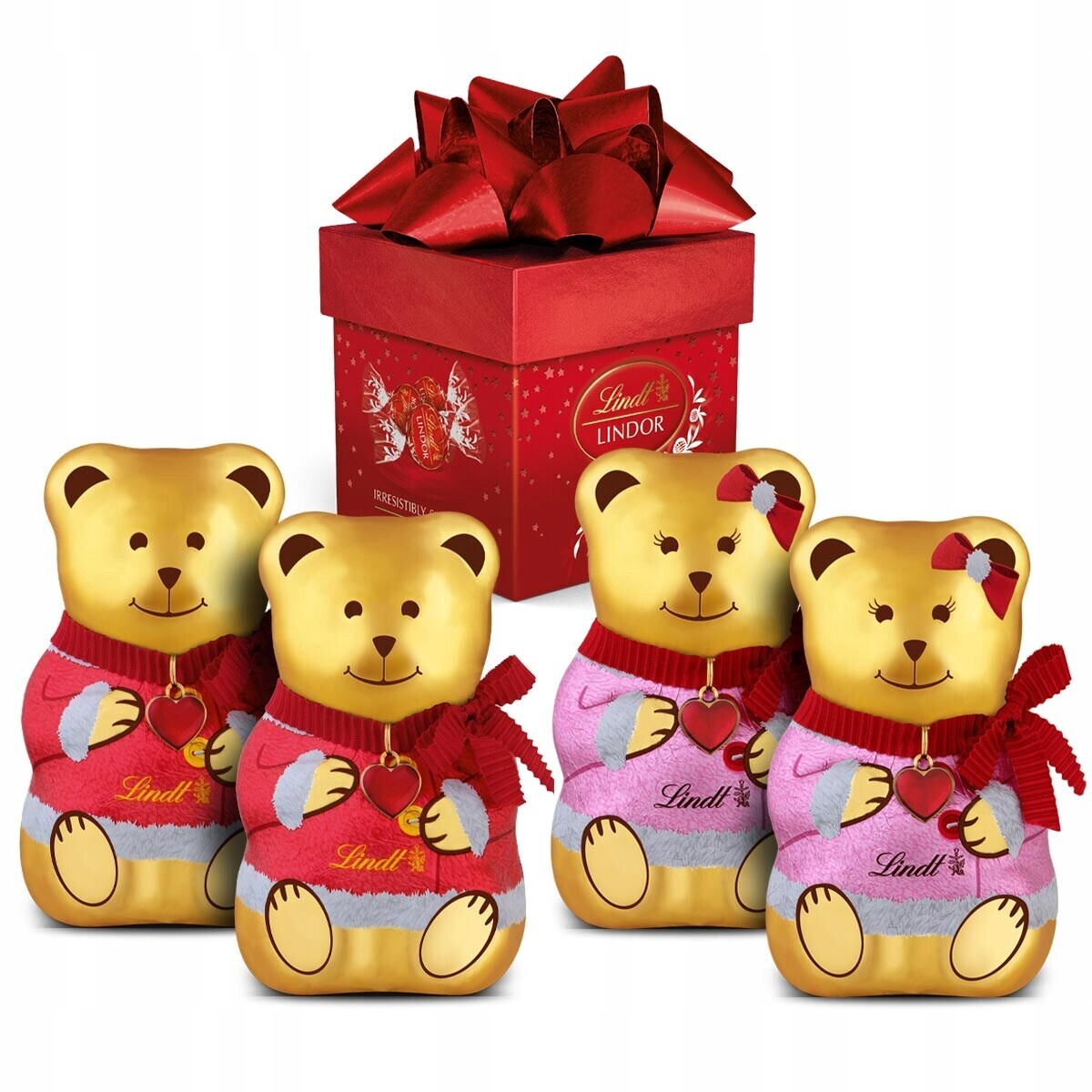 Sada Lindt Pralinky Lindor mléčné cube a Medvídek Teddy Boy&Girl 475 g