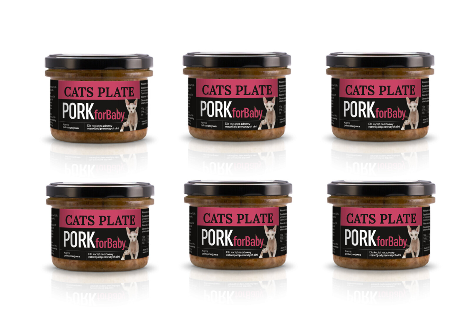 Cats Plate Baby Pork – vepřové maso pro koťata 6x180 g