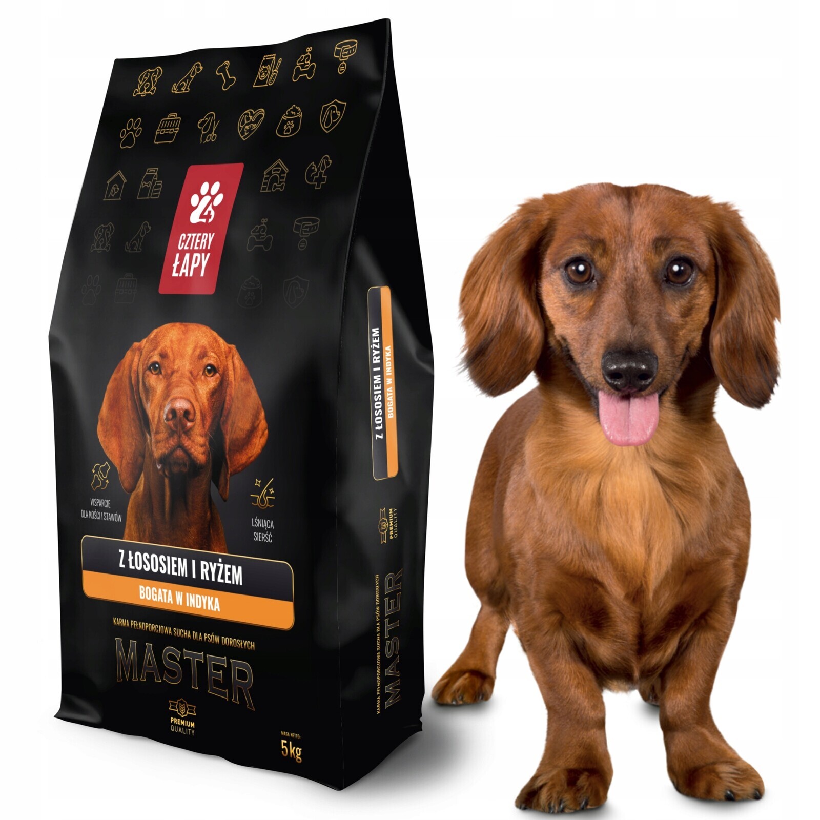 Suché krmivo s rýží, krůtím masem a lososem pro psa Čtyřlístek Master 5 kg