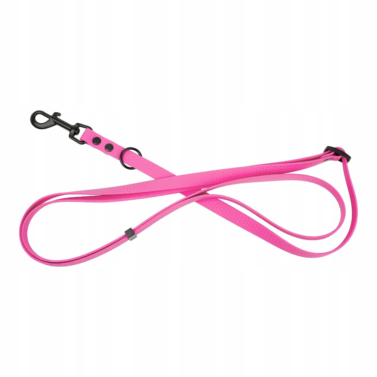 Vodítko pro psa 3v1 z odolné gumy, růžová, 16 mm/1,00-1,80 m