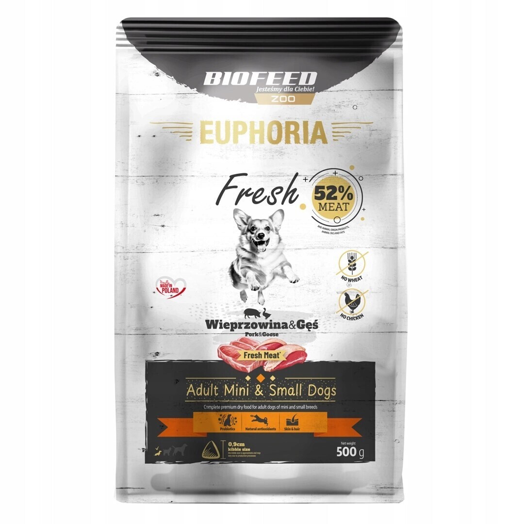 Biofeed Euphoria fresh meat adult vepřové/husa xs/s 0,5 kg