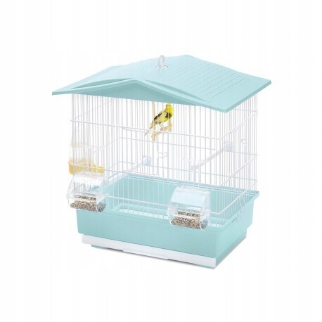 Tiffany, klec pro ptáky, bílá/tyrkysová, 42x26x42 cm