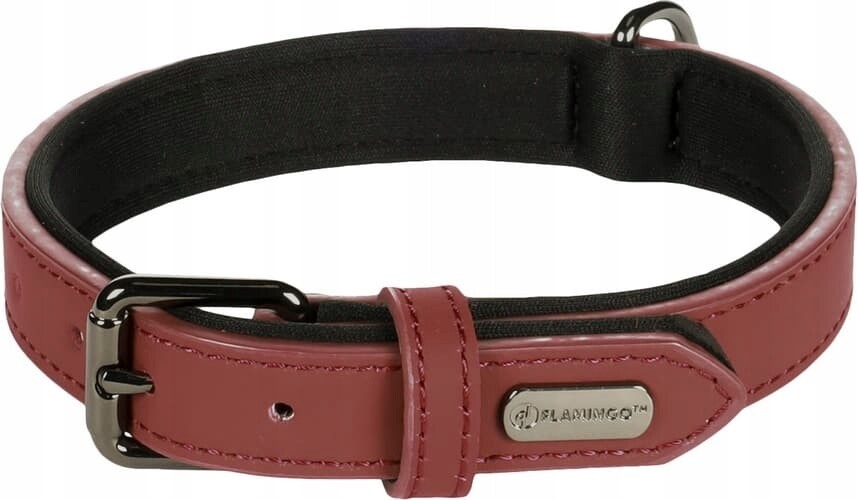 Flamingo Binti Kožený obojek s neoprenem Červená S/m