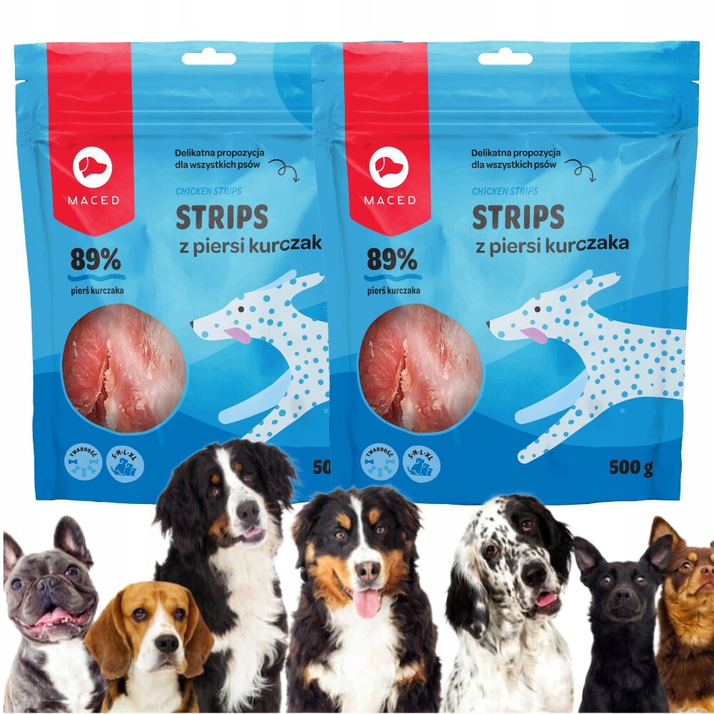 Maced Filety z kuřecích prsou (89 % masa) Měkká psí pamlsek 500 g