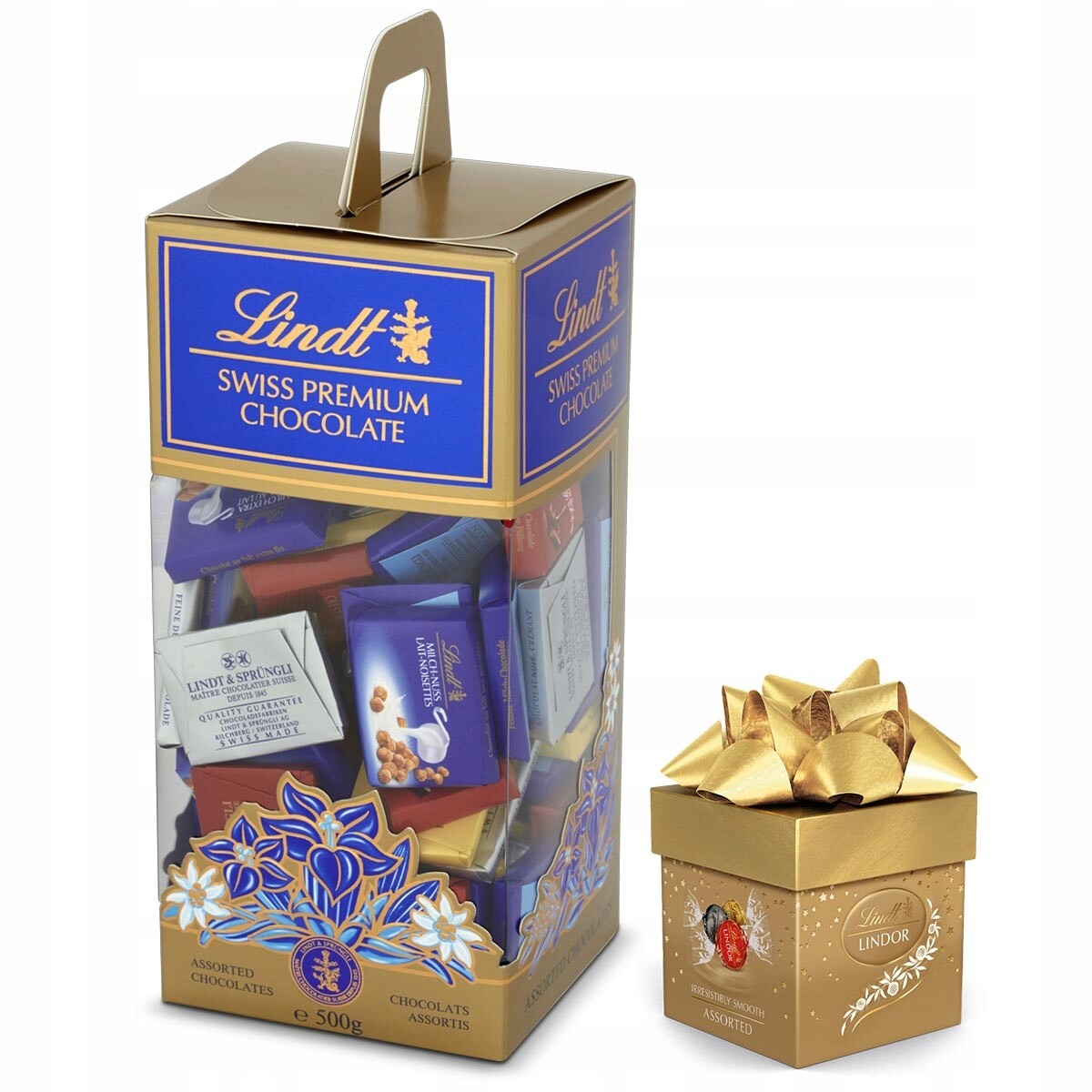 Vánoční sada Lindor různých kostkových Pralinky a švýcarských Pralinky 575g